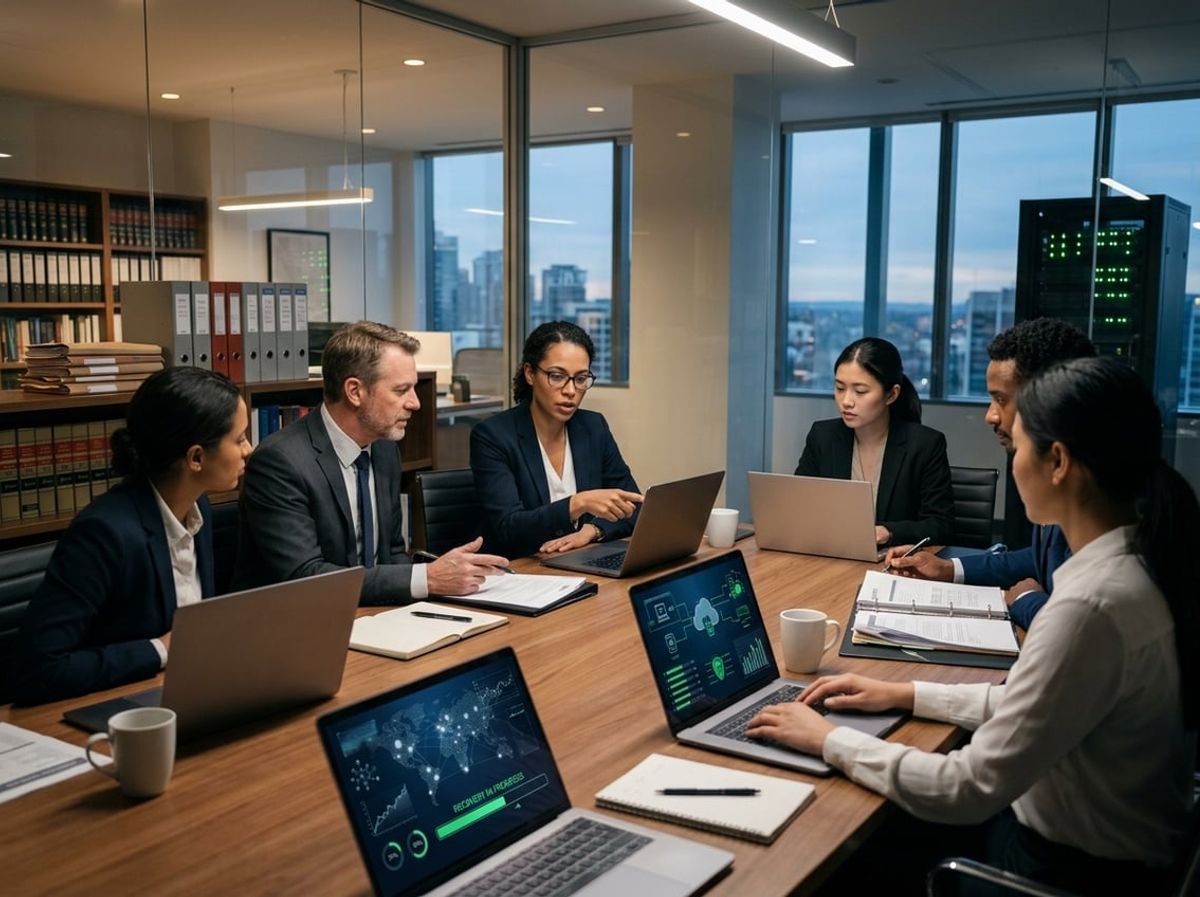 Attorneys and IT staff discuss restoring encrypted matter files after a cyberattack