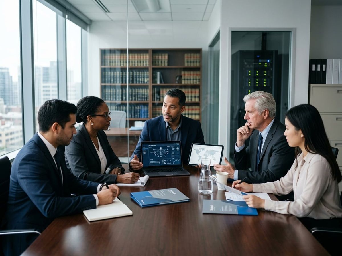 Legal staff compare consulting and managed service options during a planning session