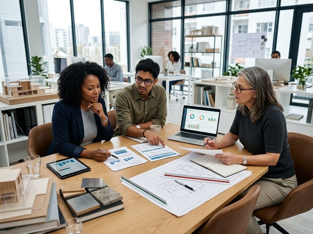 Architecture firm leaders compare multiple IT service proposals spread across a conference table