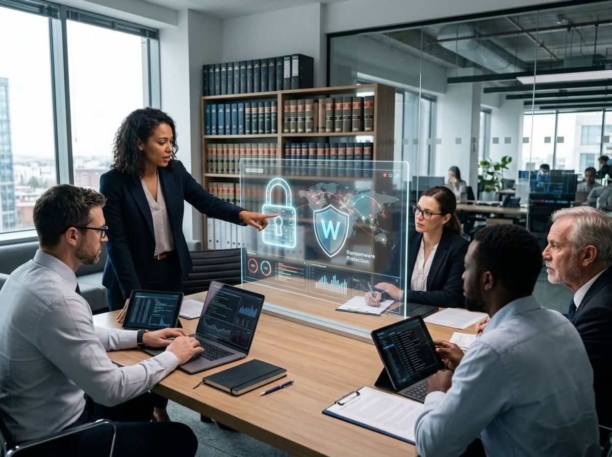 Law office staff examine screens showing how ransomware infiltrates firm networks remotely