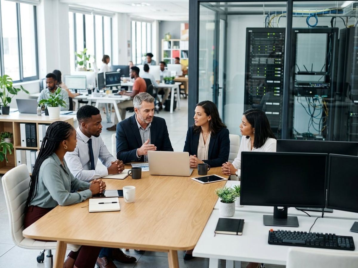 IT professionals and business leaders map out technology plans for a growing design firm