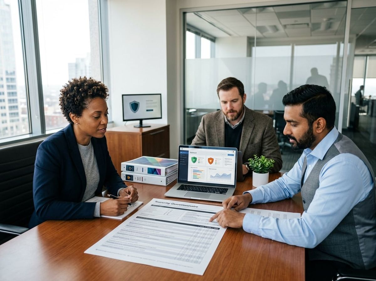 Managed IT provider and law firm staff review documentation supporting security questionnaire accuracy