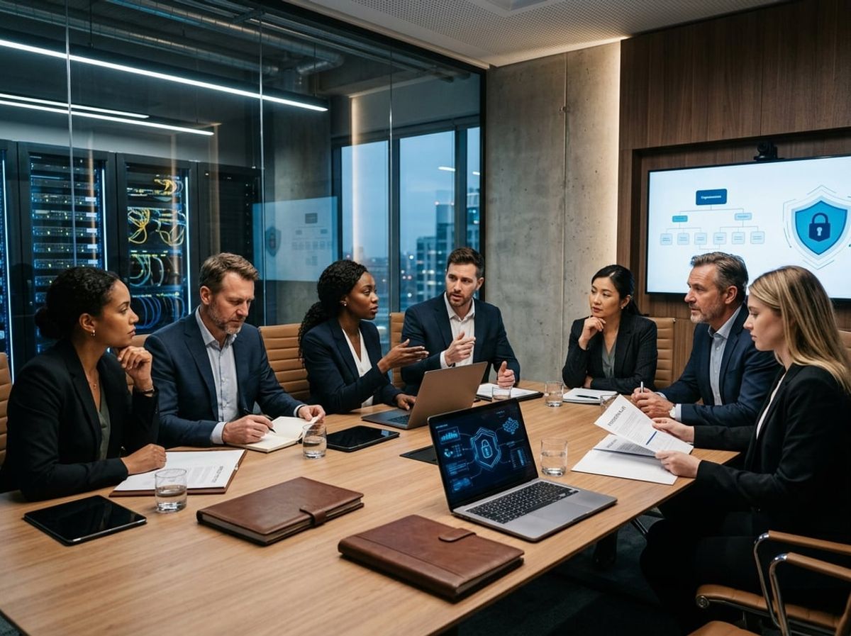 Attorneys and technicians examine merged network diagrams after a managed services ownership change