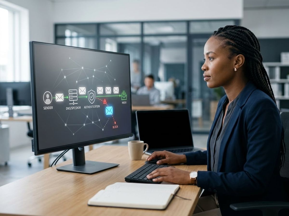 IT professional troubleshooting a blocked legitimate email during a DMARC rollout