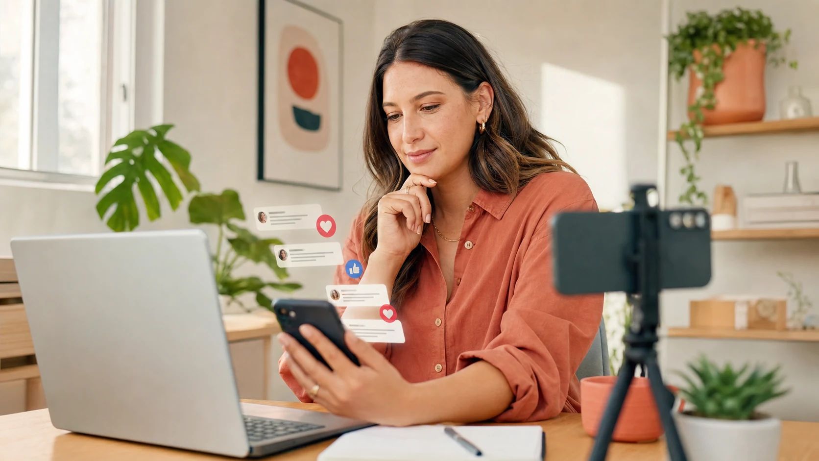 Creatorin analysiert Community Feedback fuer eine vertrauensbasierte Influencer Marketing Kampagne