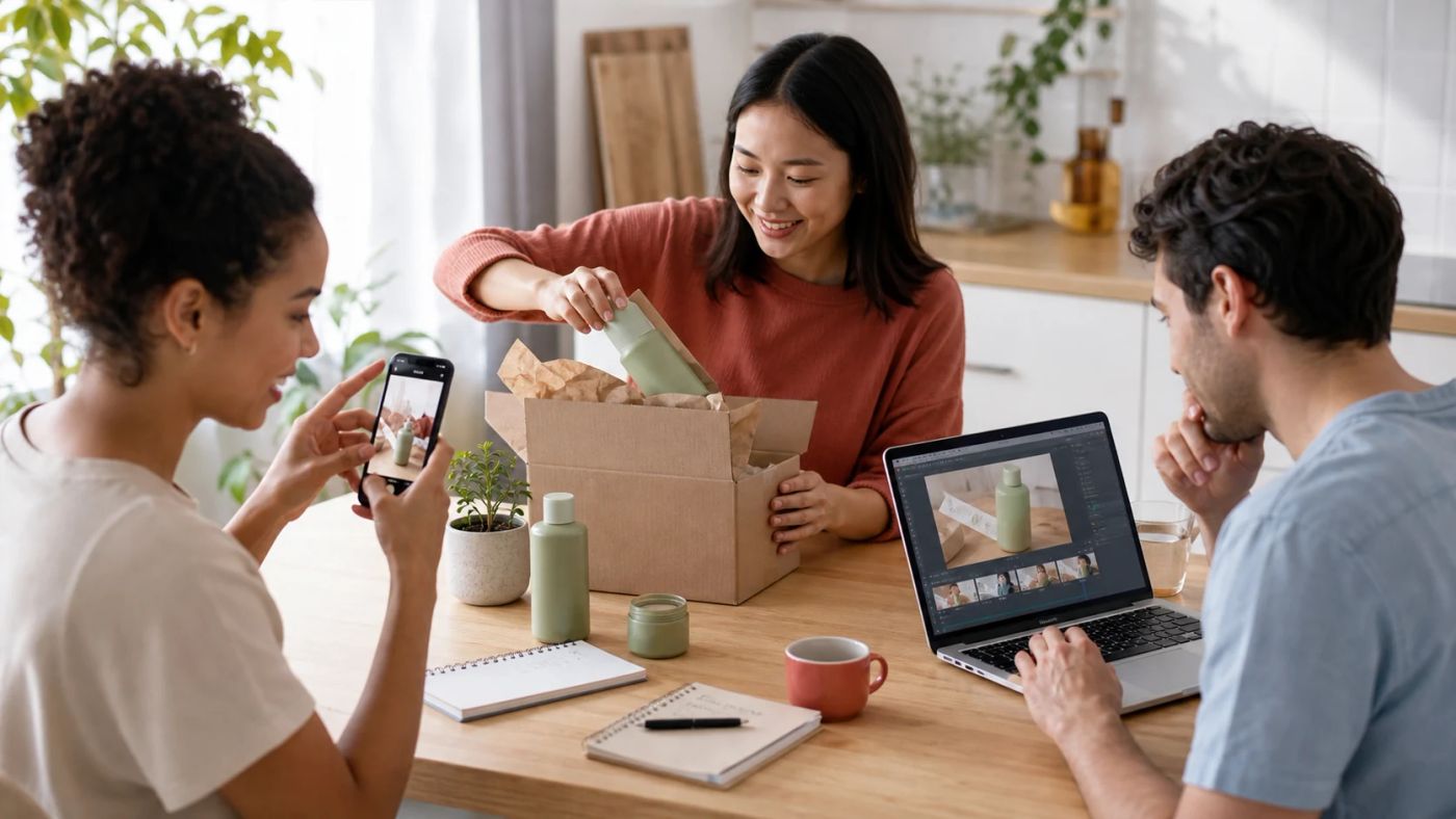 Kunden erstellen User Generated Content mit Unboxing Review und Produktfoto
