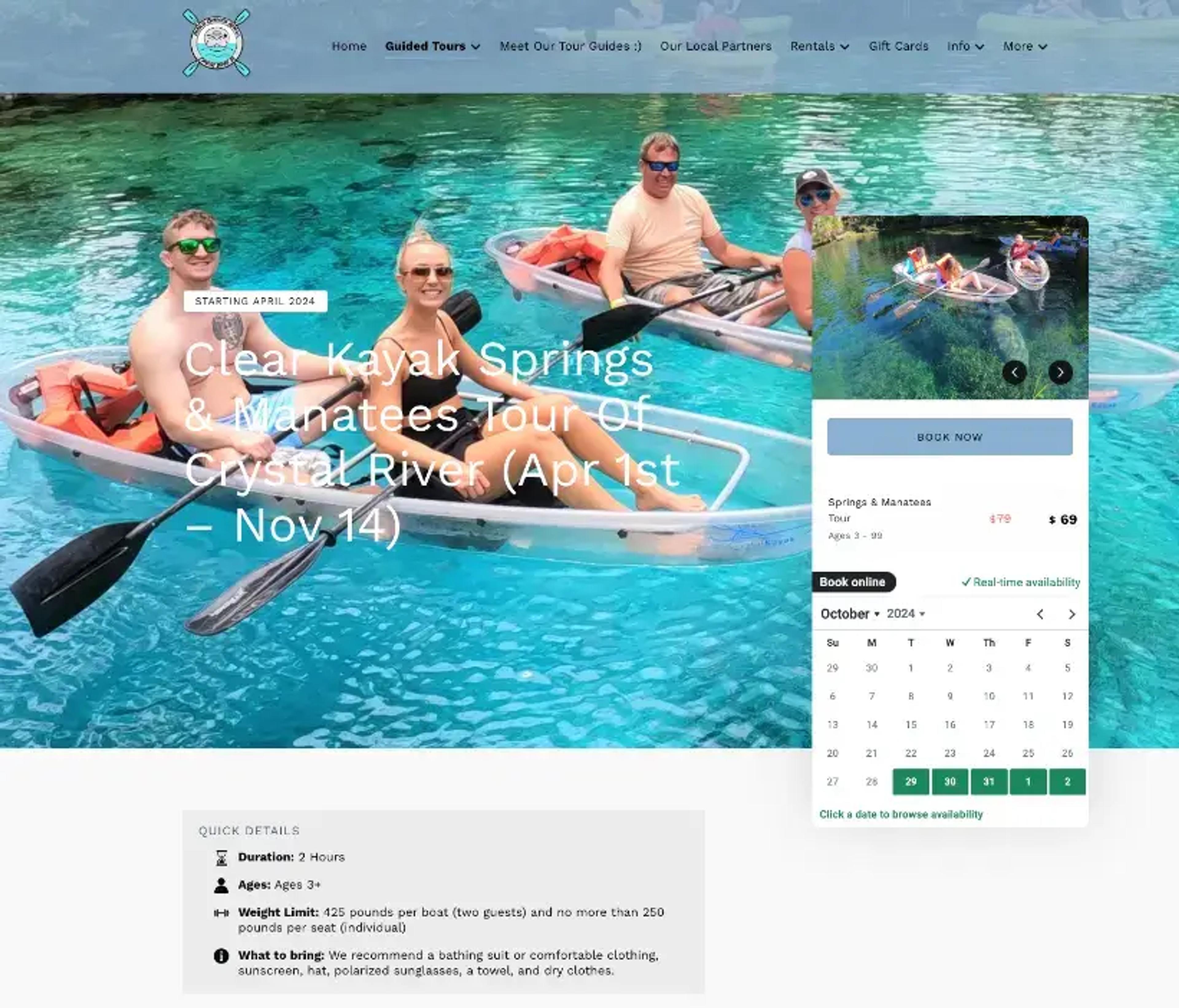 site-de-réservation-optimisé-exemple-location-kayak