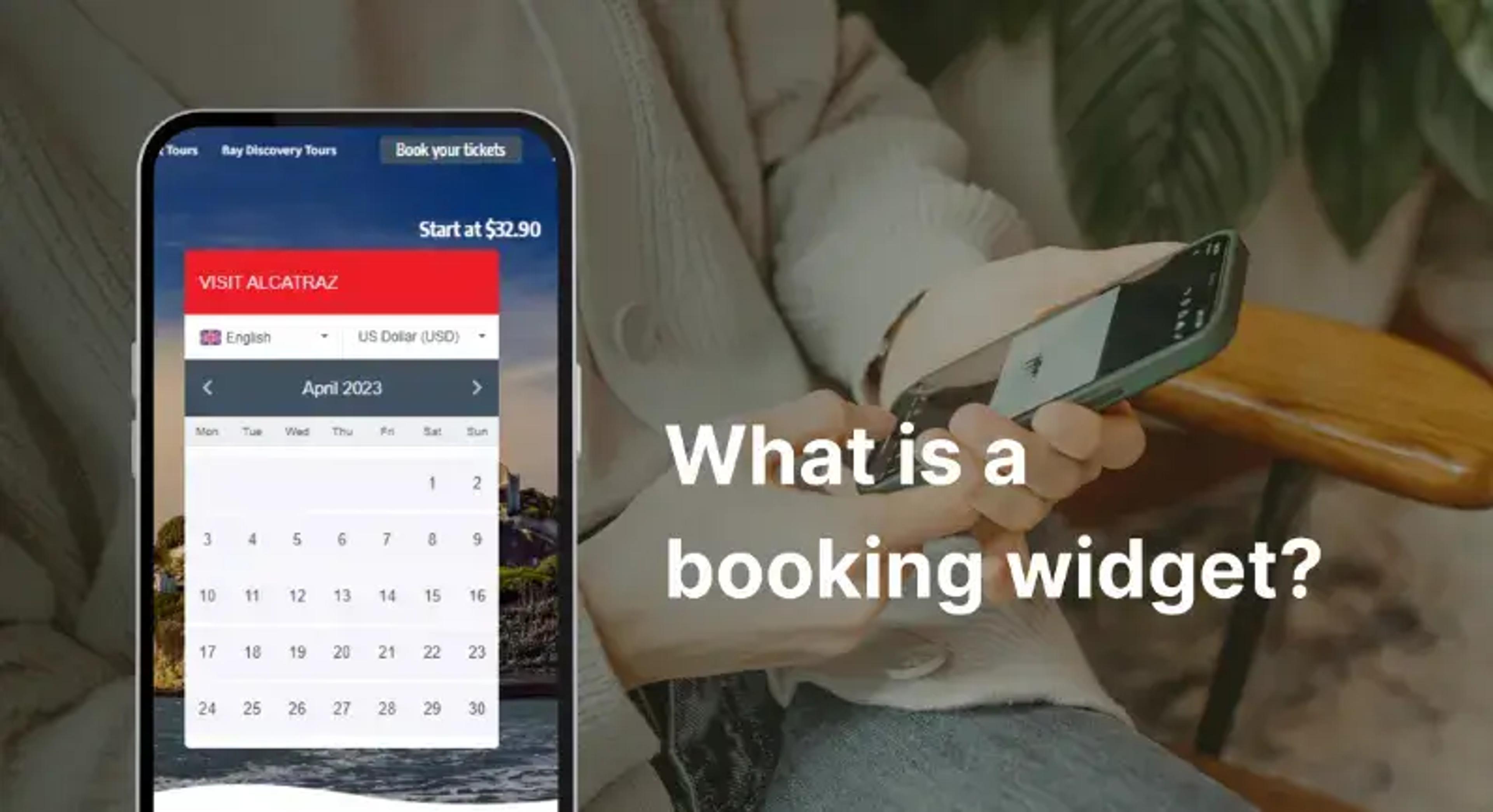 Mobil reservationsgrænseflade til en tur til Alcatraz i april