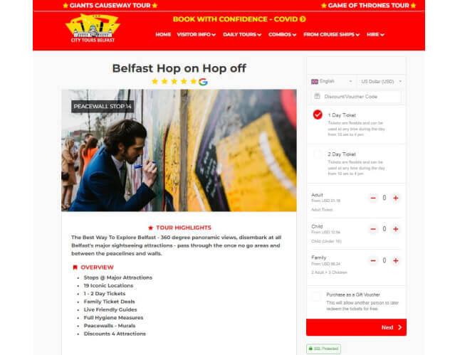 City tours belfast and TicketingHub booking widget