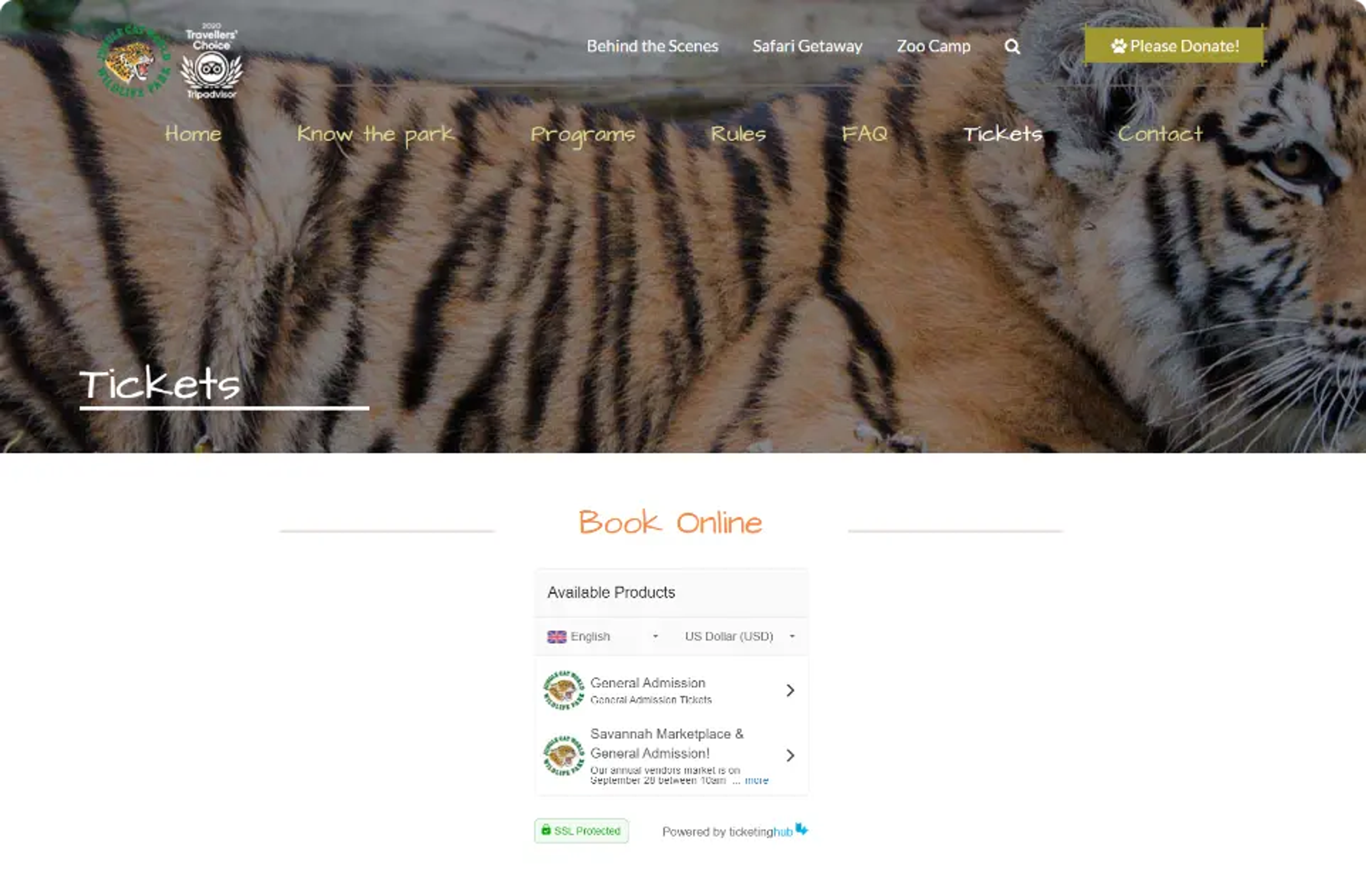 mundo dos gatos da selva usando o software ticketinghub para zoológicos