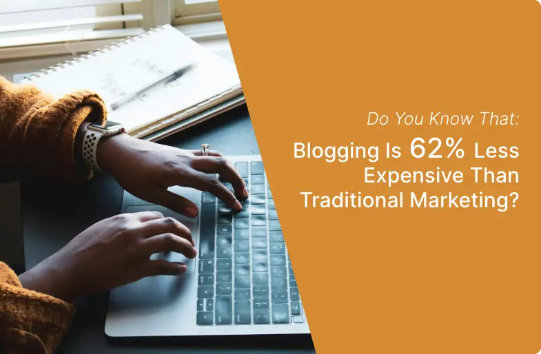 Hände tippen auf einem Laptop mit einer Statistik über die Kosten für Blogging-Marketing