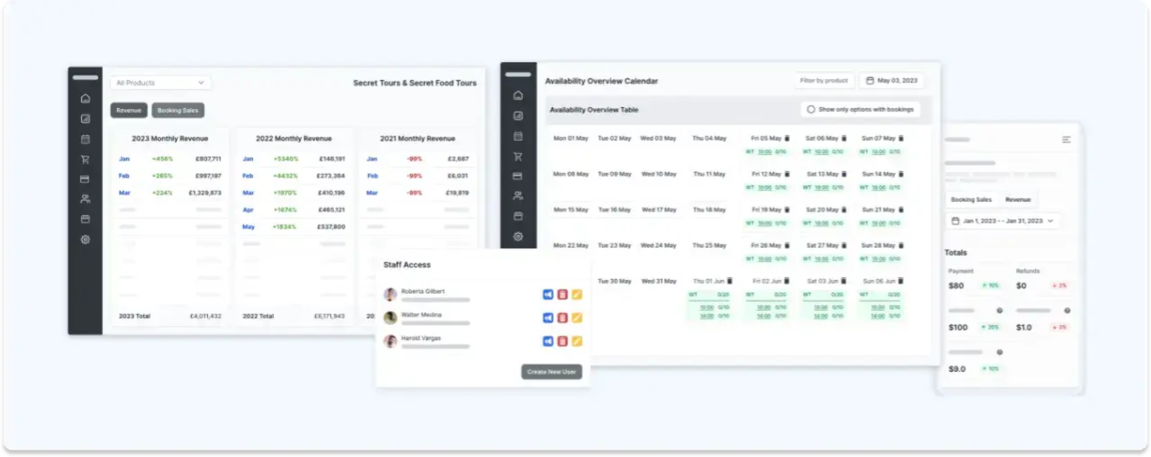 softwaregrænseflade af ticketinghubs dashboard, hvor du kan administrere billetter og events