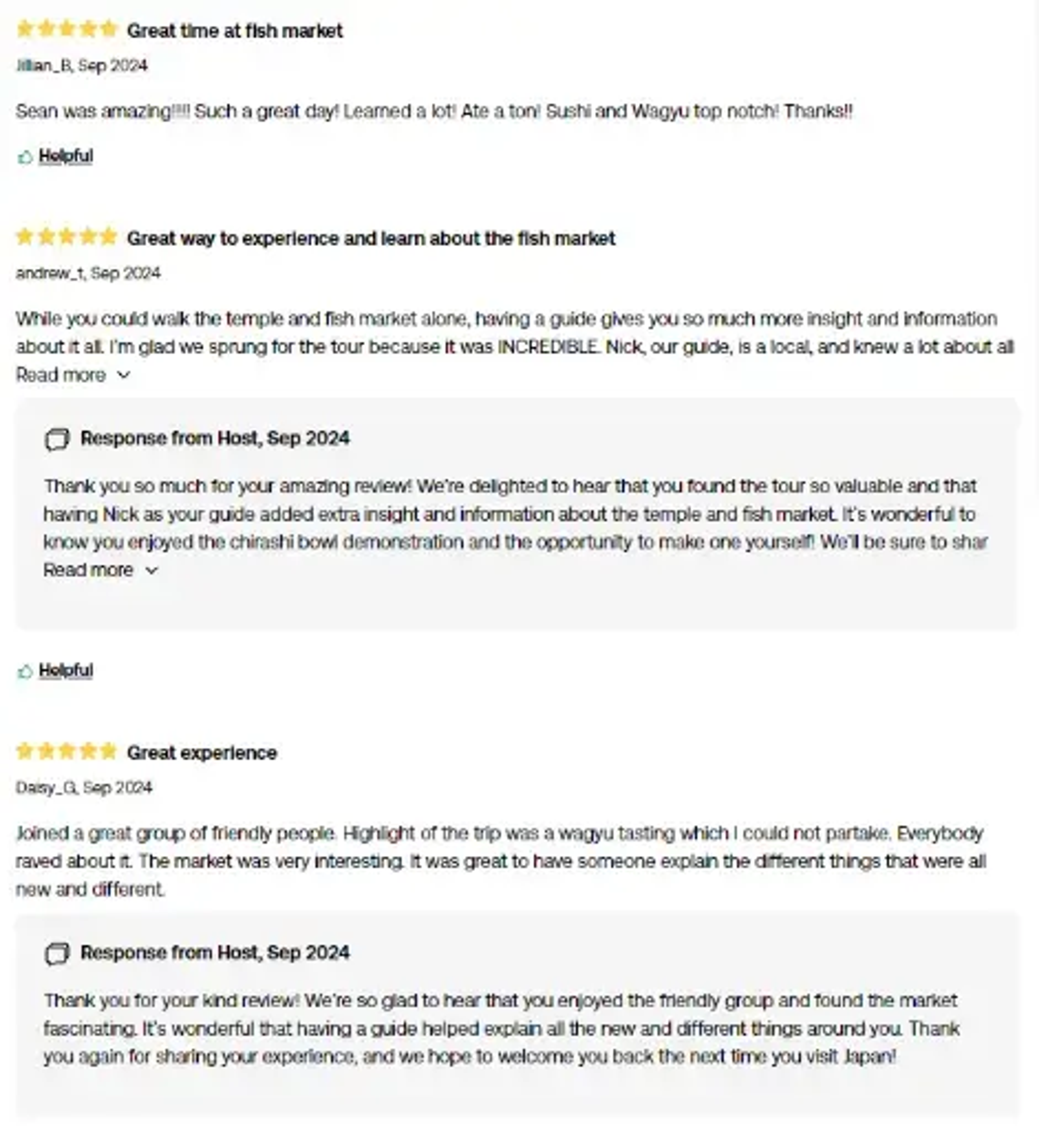 sample viator listing with great customer reviews
