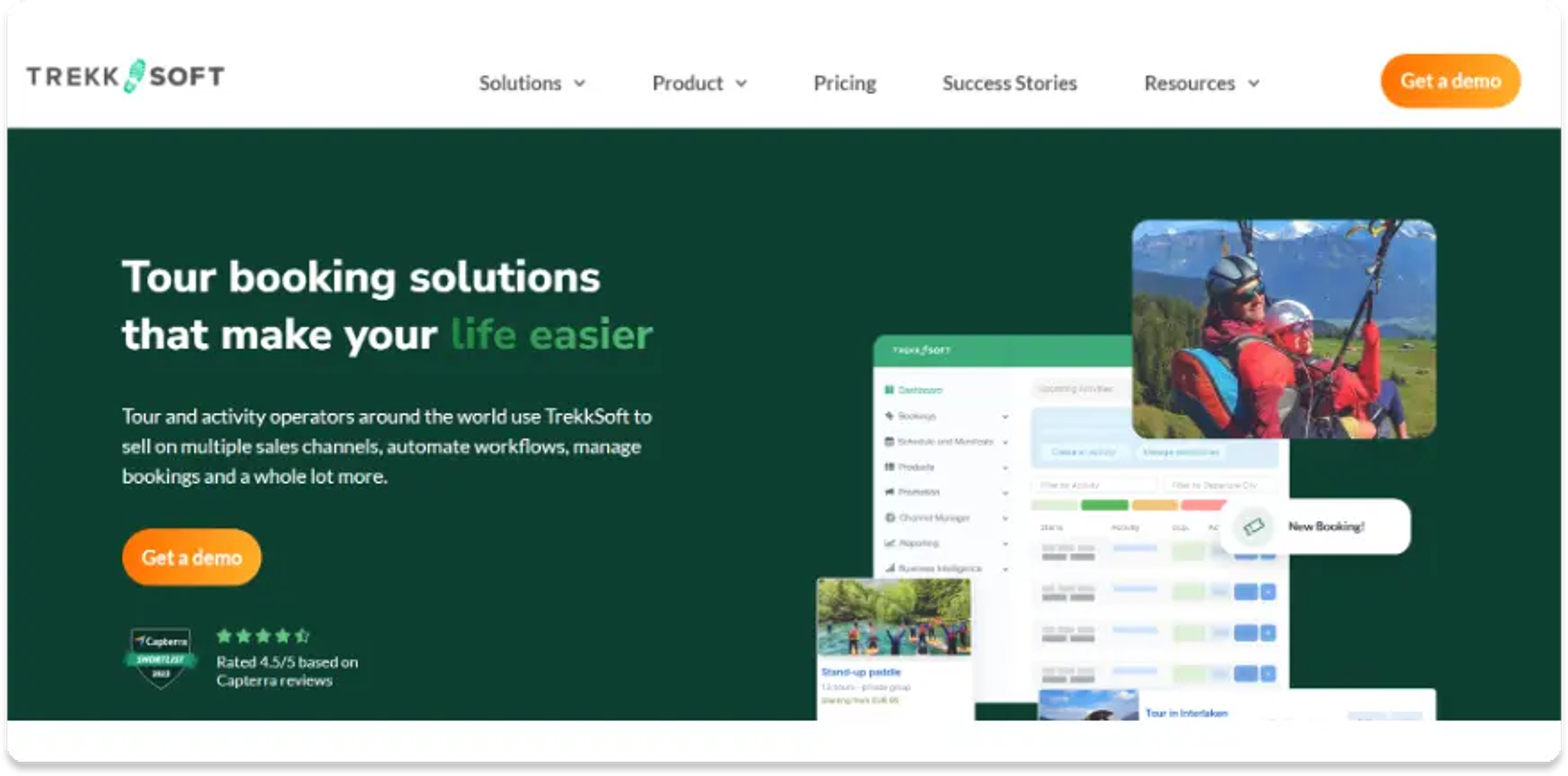 page d'accueil du site web trekksoft