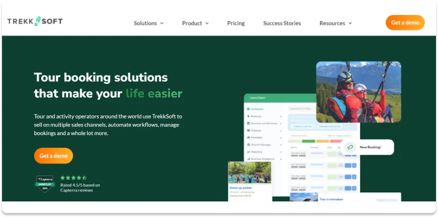 page d'accueil du site web trekksoft