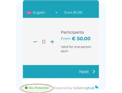 widget de reservas com selo de segurança SSL