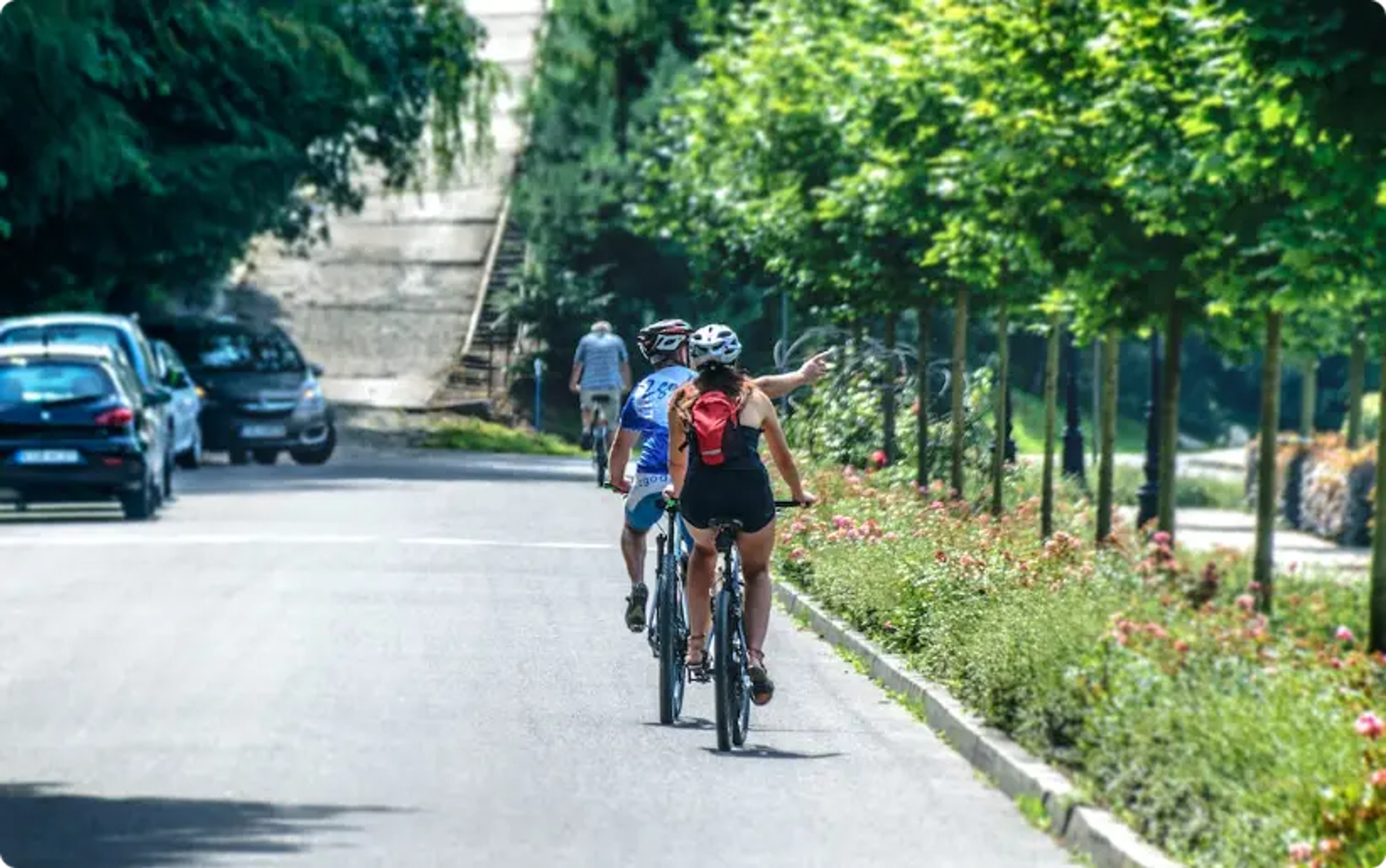 homme et femme, à vélo, vélo
