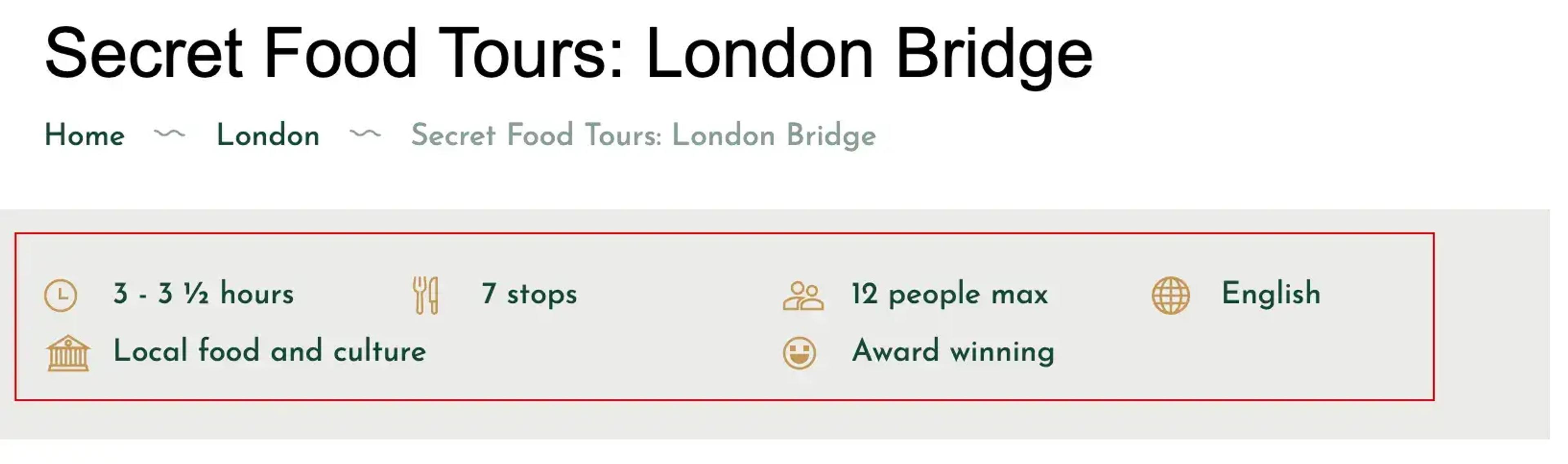 a londoni híd ételtúra gyors összefoglalója