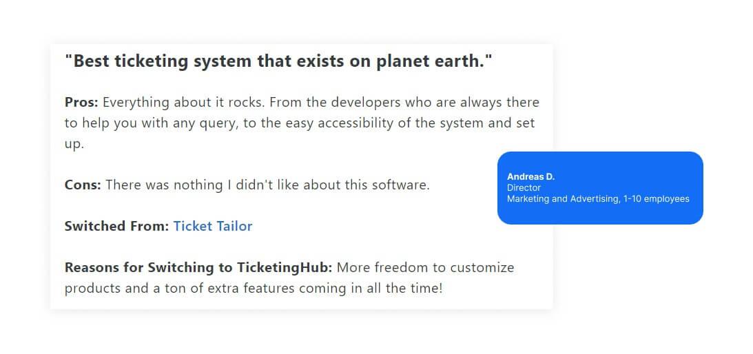 le recensioni dei clienti sul miglior sistema di biglietteria esistente