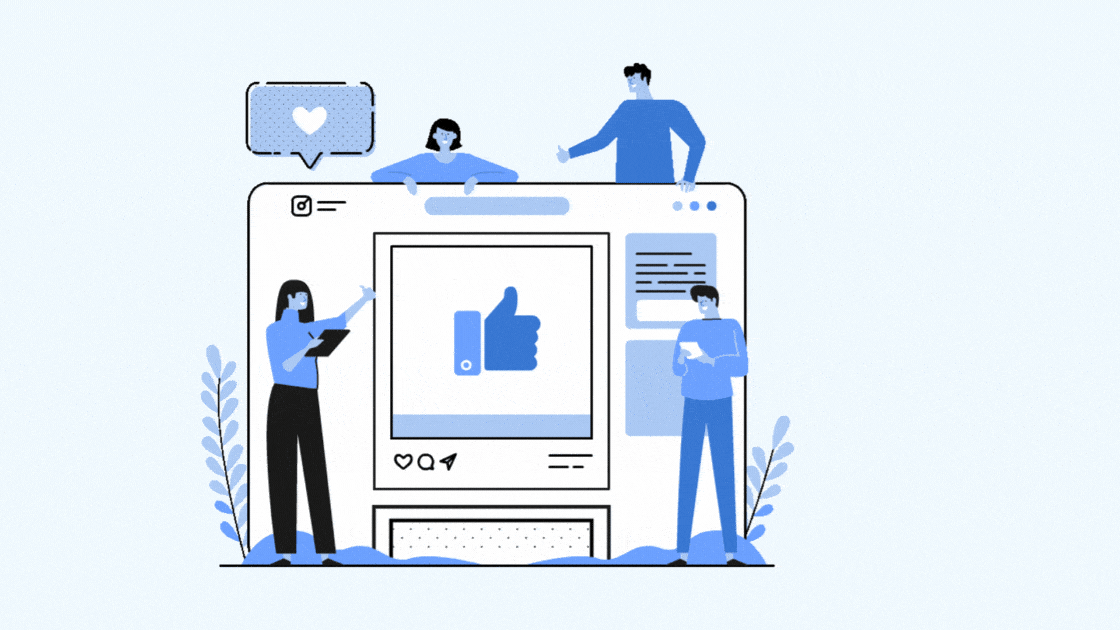 Personnes travaillant ensemble sur l'interface de médias sociaux avec pouce levé