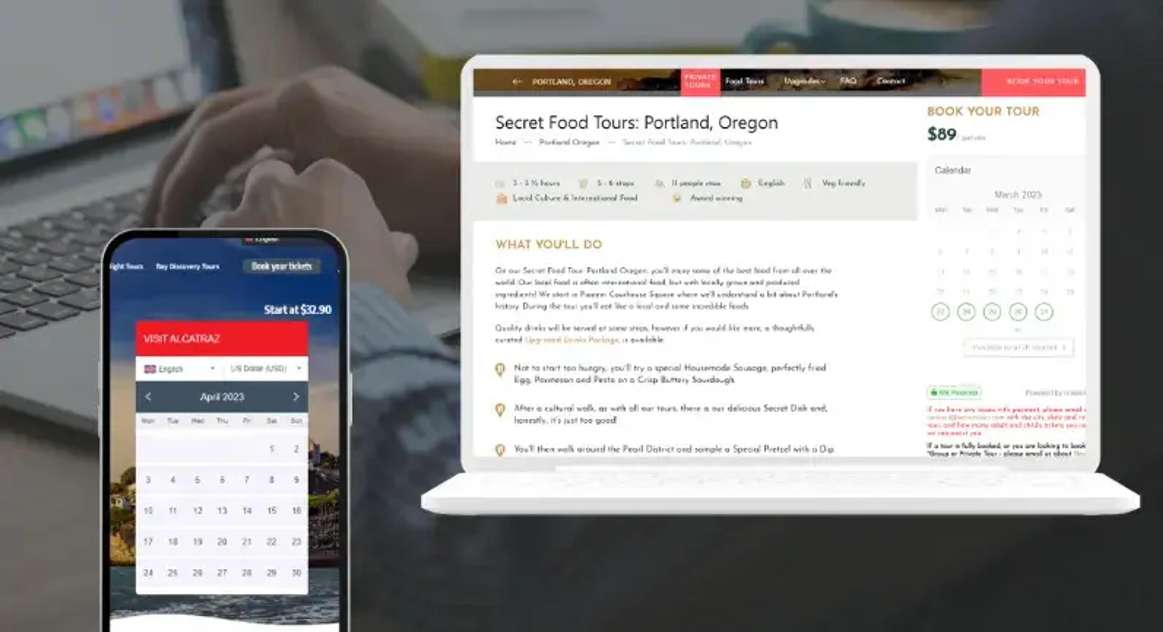 Portlandi gasztronómiai túra foglalása laptopon és mobilon