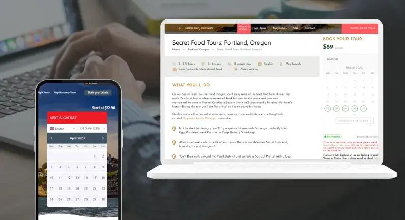 Réservation de visite gastronomique à Portland sur ordinateur portable et mobile