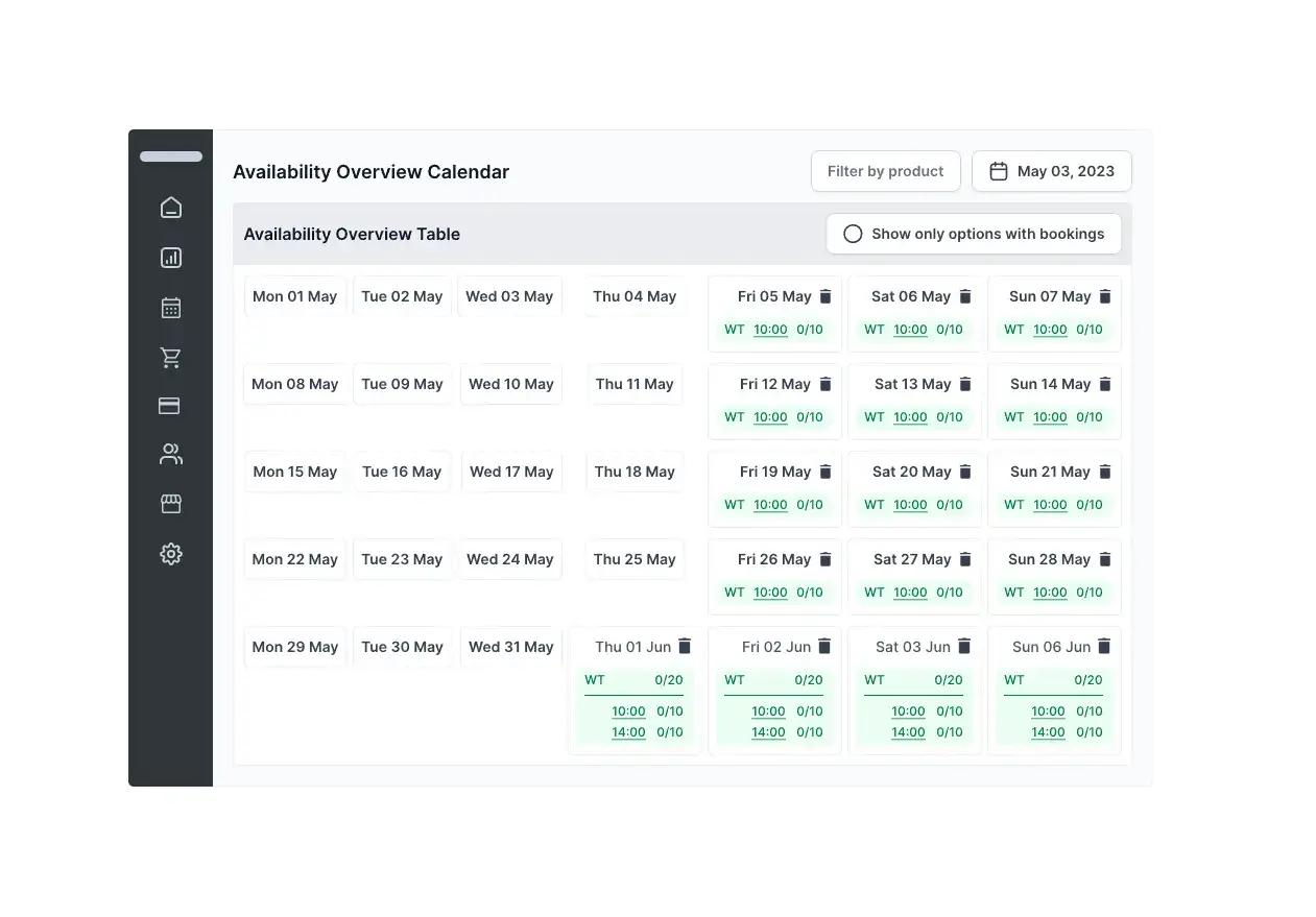 calendario de disponibilidad en vivo con actualizaciones en tiempo real