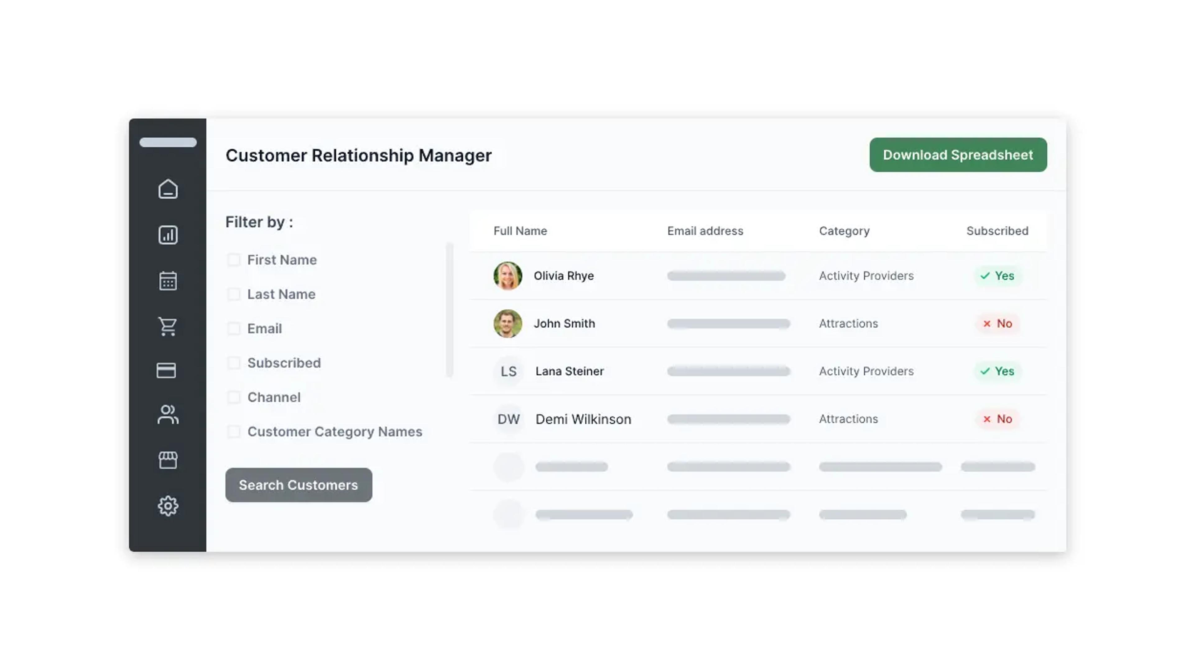 interfaz mostrando características de CRM en la personalización de experiencias