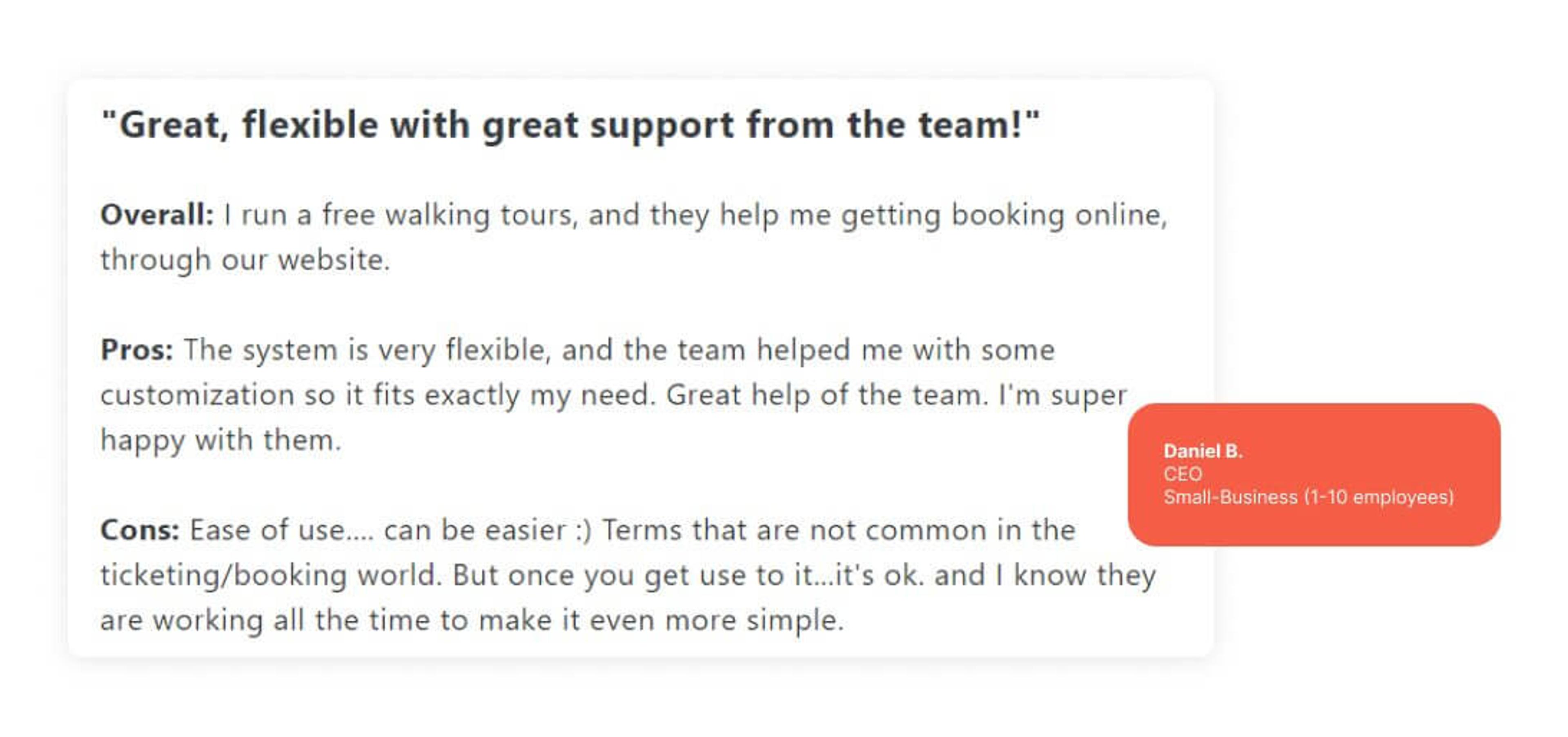 avis client de capterra par Daniel 