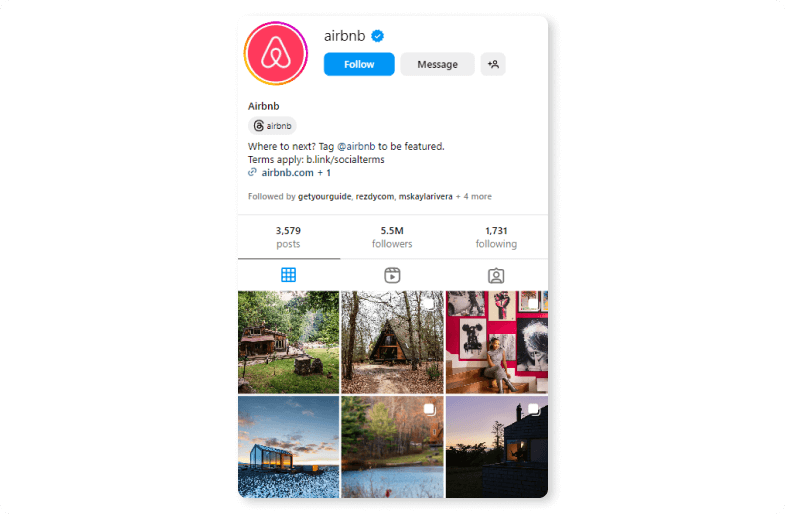 Az Airbnb Instagram profilja egyedi és festői szálláshelyek fotóival