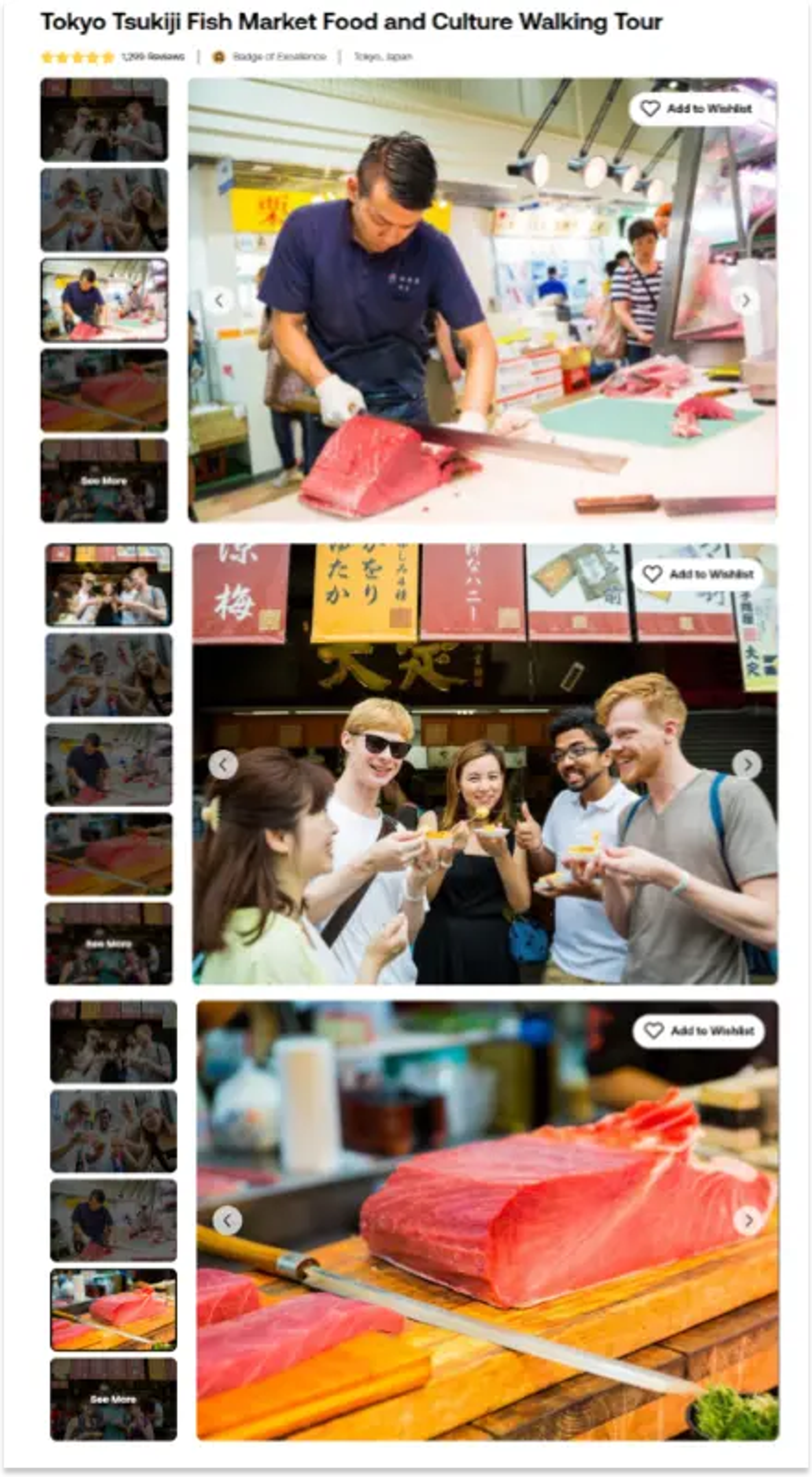 sample of a viator product listing with high quality photos