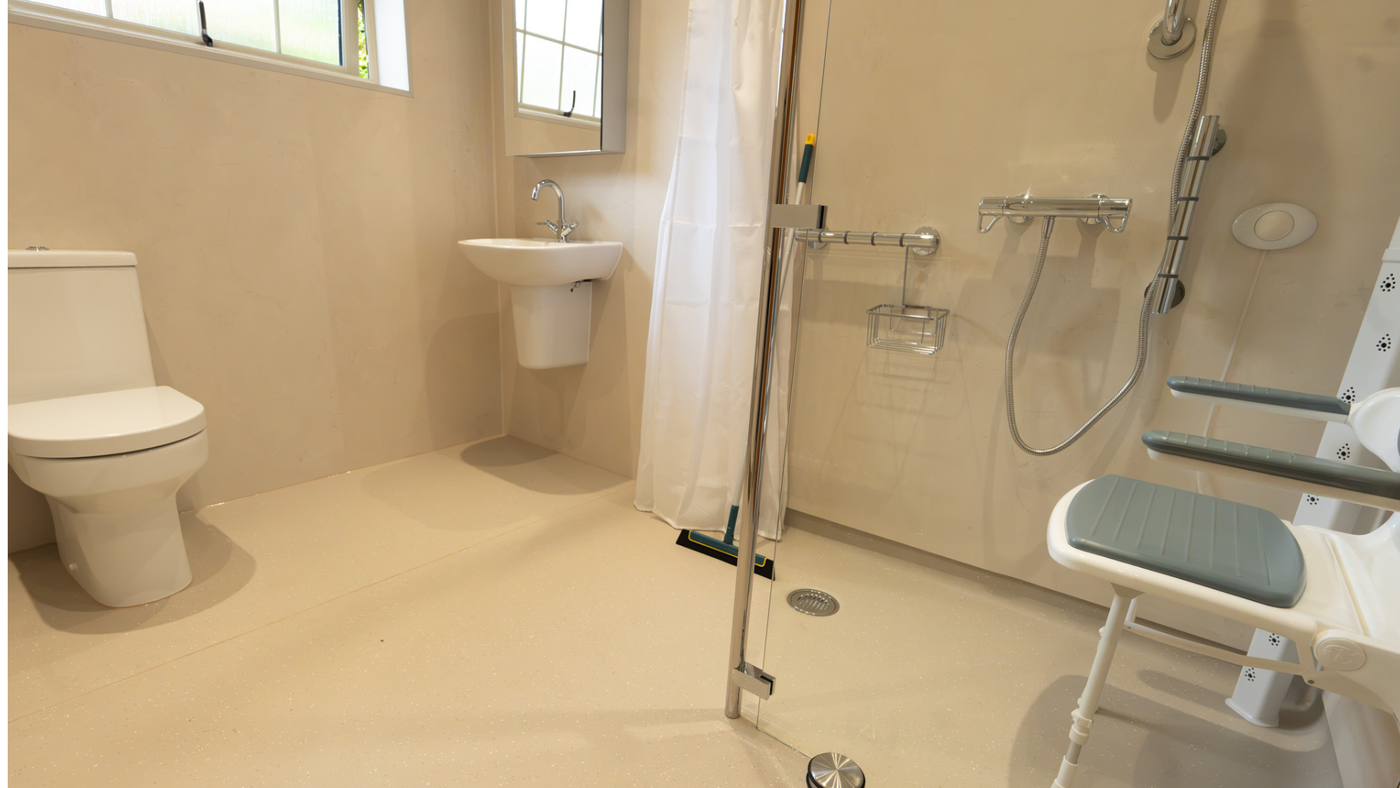 An accessible bathroom built by the Age Care Pro team.