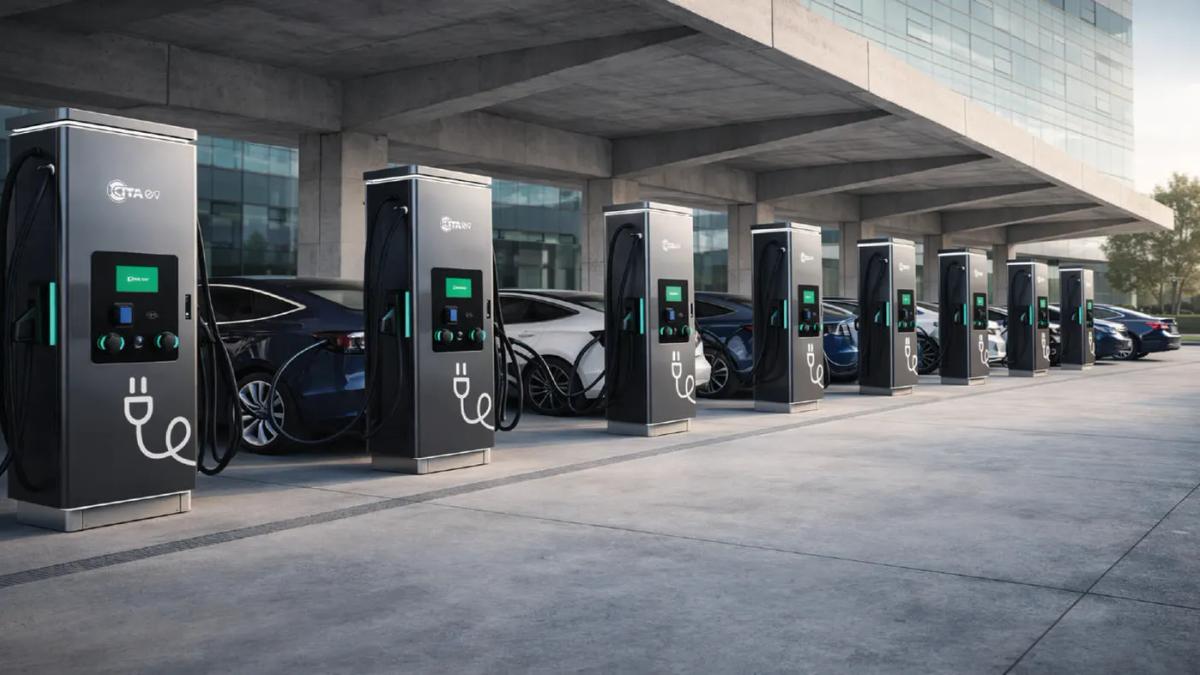 The CITA Smart DC Eco installed and charging an electric car