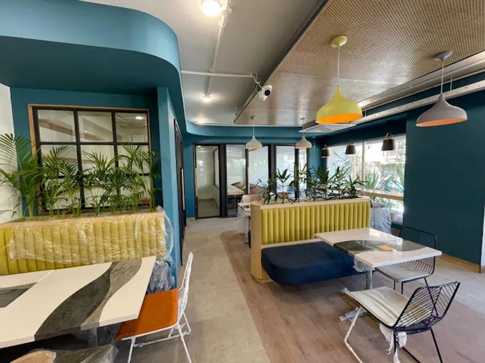 Seating area inside the Work Hall coworking space