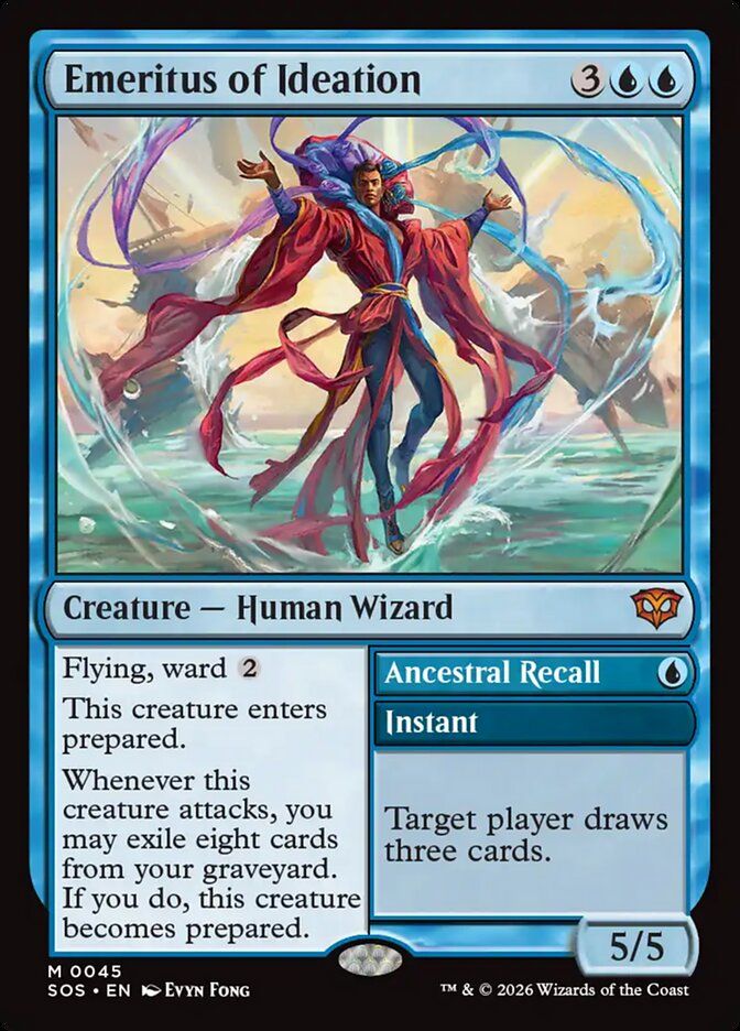 Emeritus of Ideation — the serialized chase card from Secrets of Strixhaven, illustrated by Mark Poole