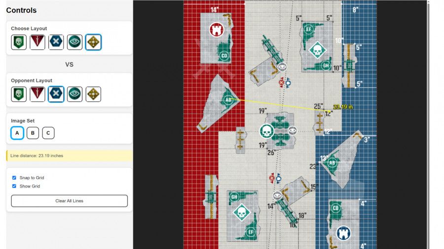 Warhammer 40K map distance calculator example image