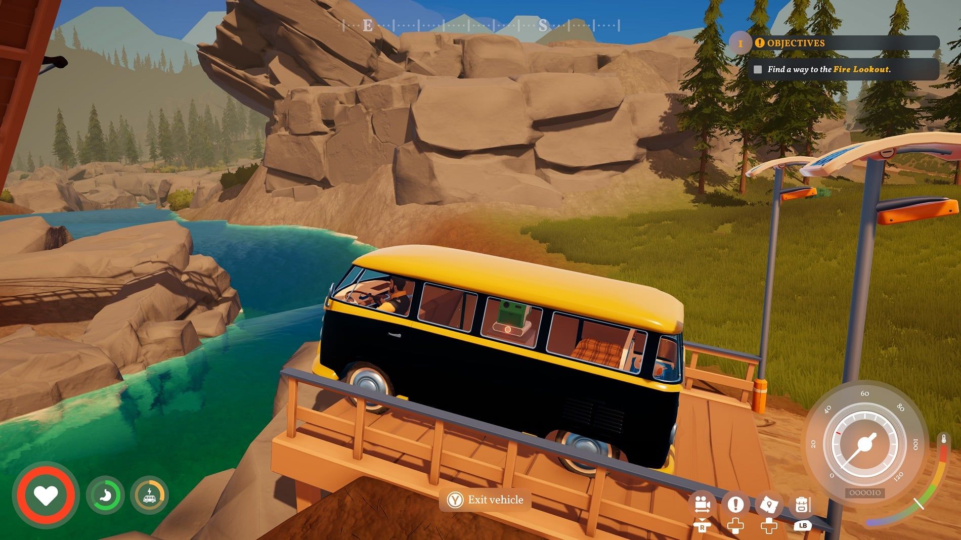 A cozy campervan serving as the mobile home base in Outbound