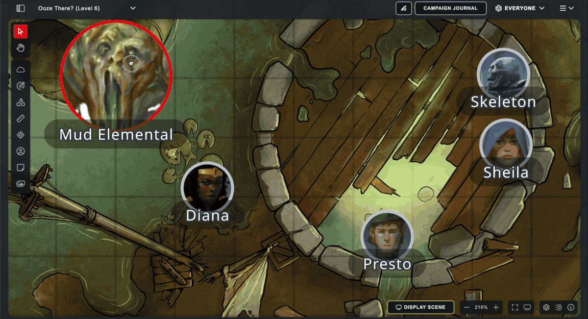 D&D Beyond Maps token condition tracking demonstration