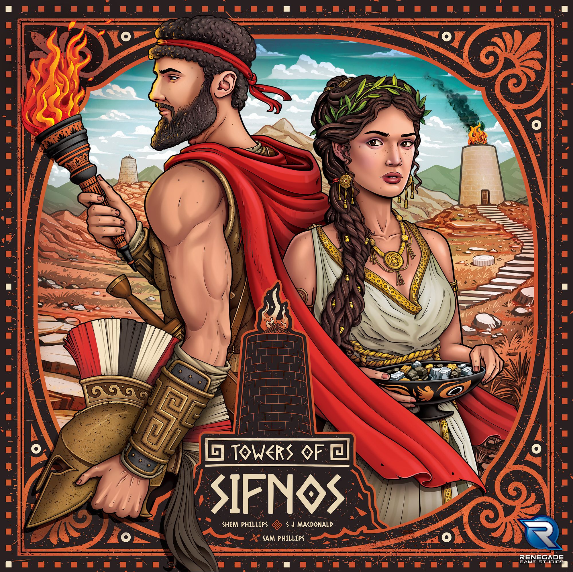 Towers of Sifnos board game box art from Renegade Game Studios