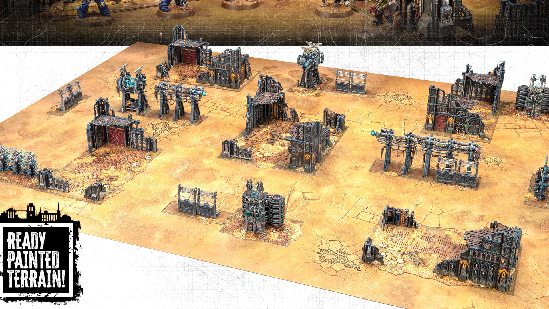 Warhammer 40K ready-painted Armageddon battlefield terrain setup