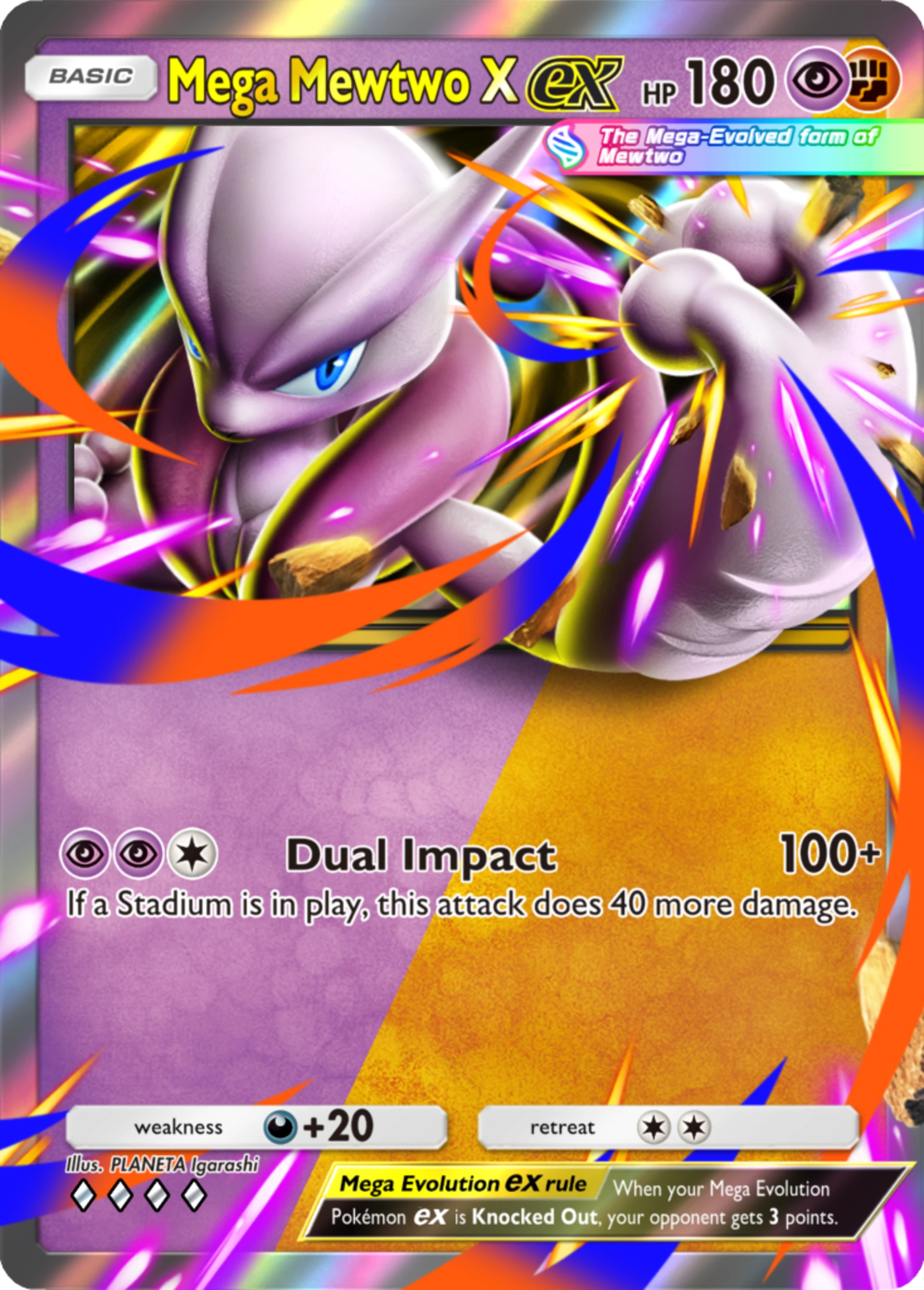Mega Mewtwo X ex promotional card art for Pokemon TCG Pocket