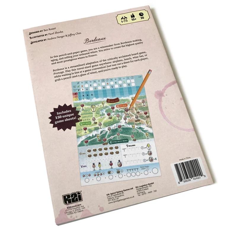 Back of the Bordeaux board game package from Asmodee USA