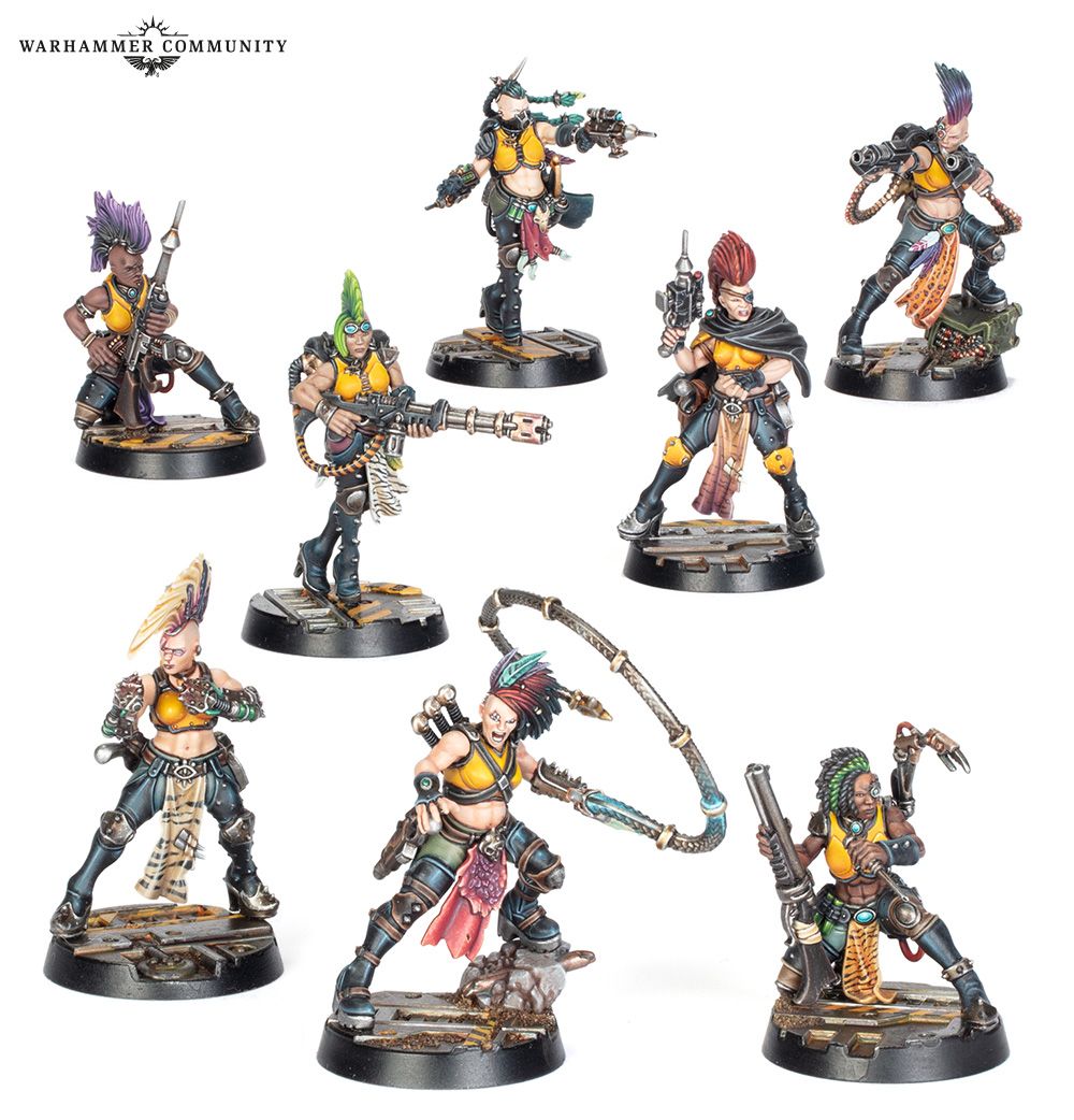 Eight new House Escher miniatures for Necromunda Skirmish