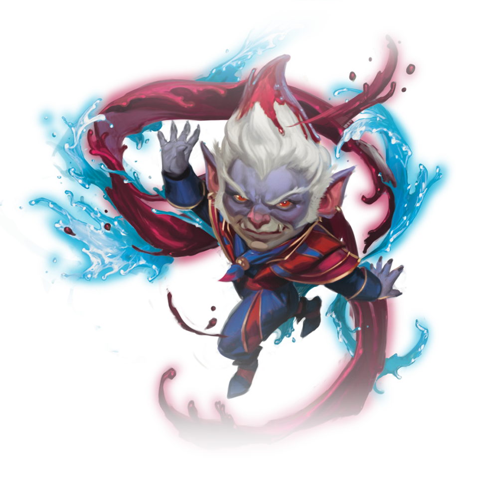 Prismari College character art — an elemental artist surrounded by creative fire