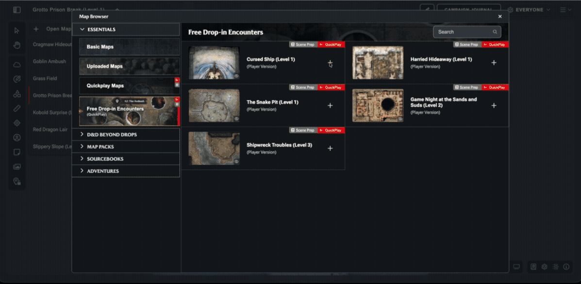 D&D Beyond free Scene Prep encounters