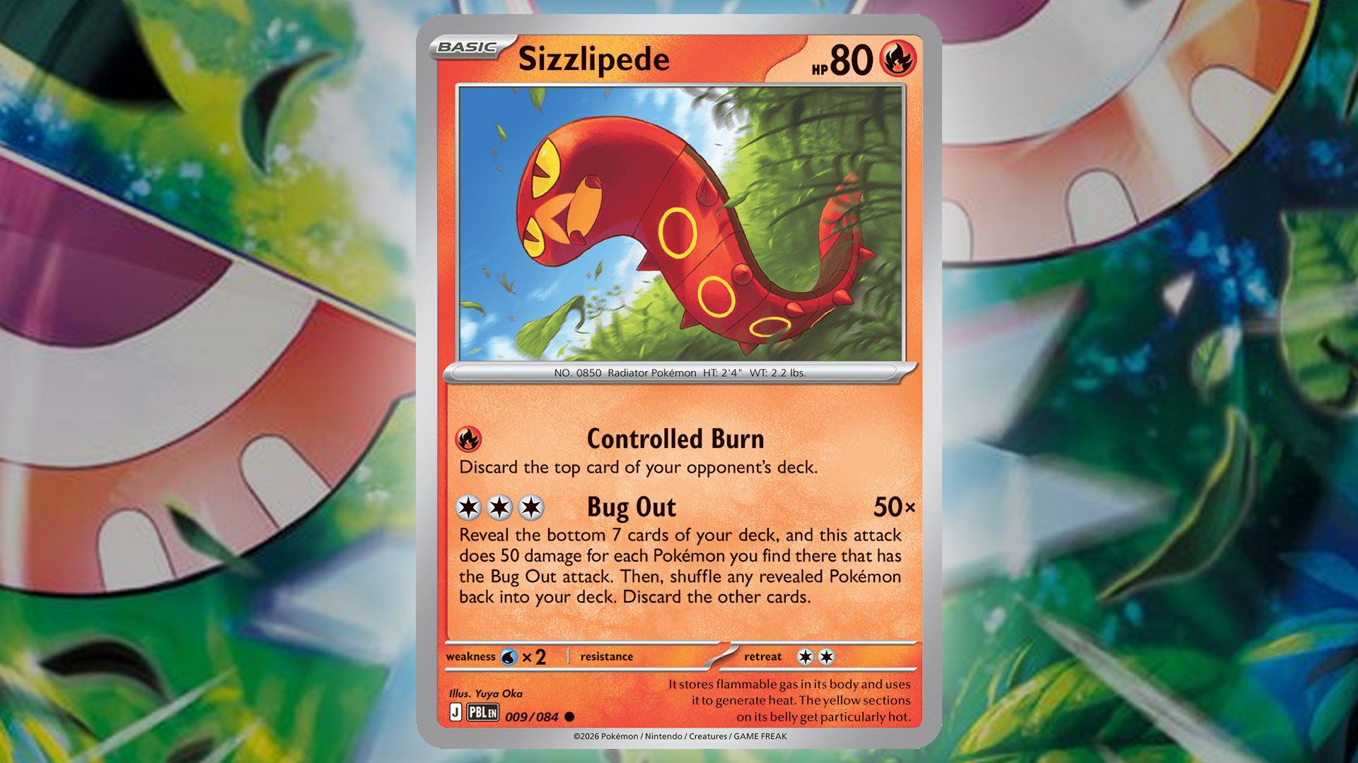 Sizzlipede Pokémon card with the Bug Out attack
