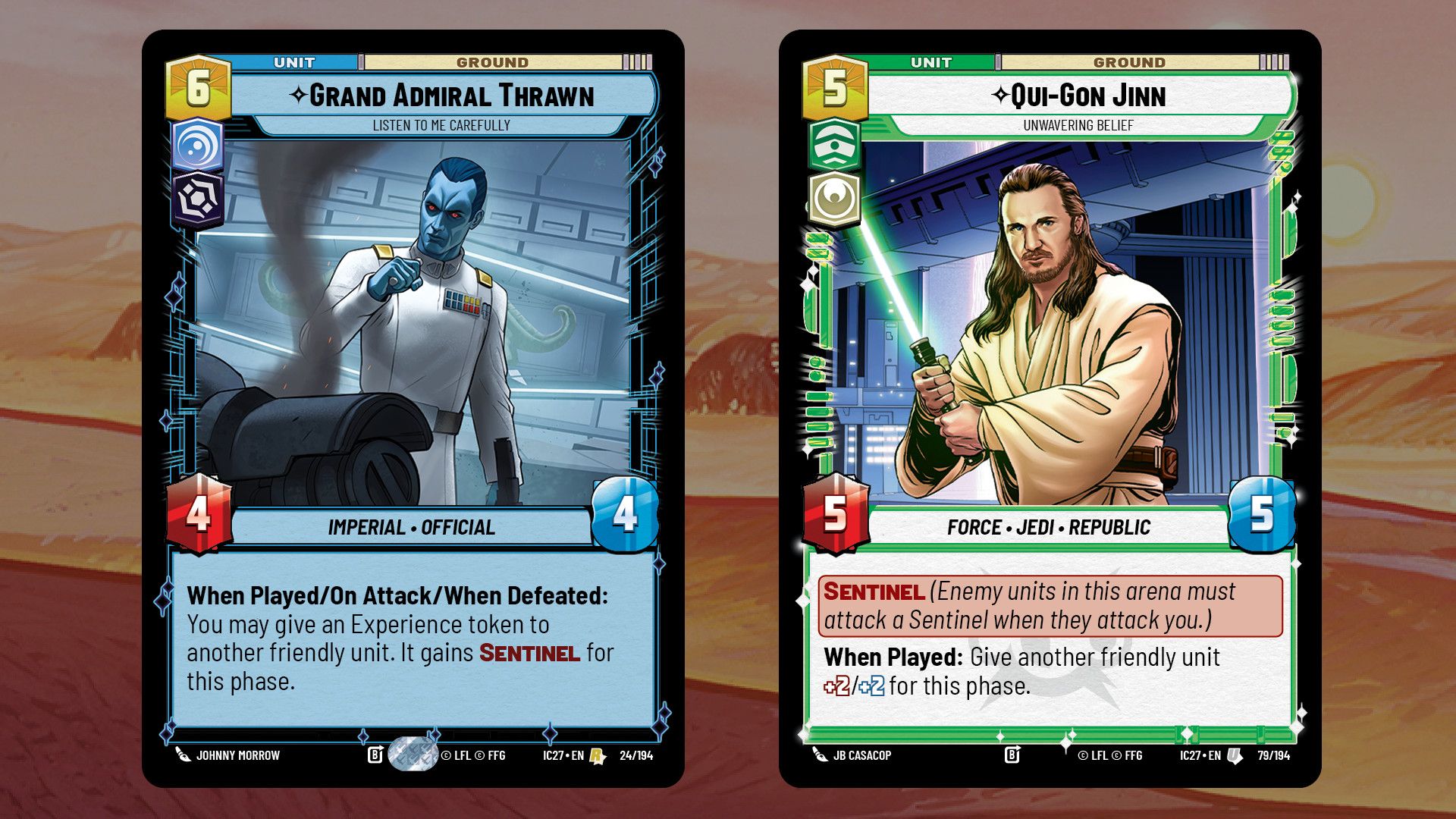 Two Star Wars Unlimited Homeworlds card previews
