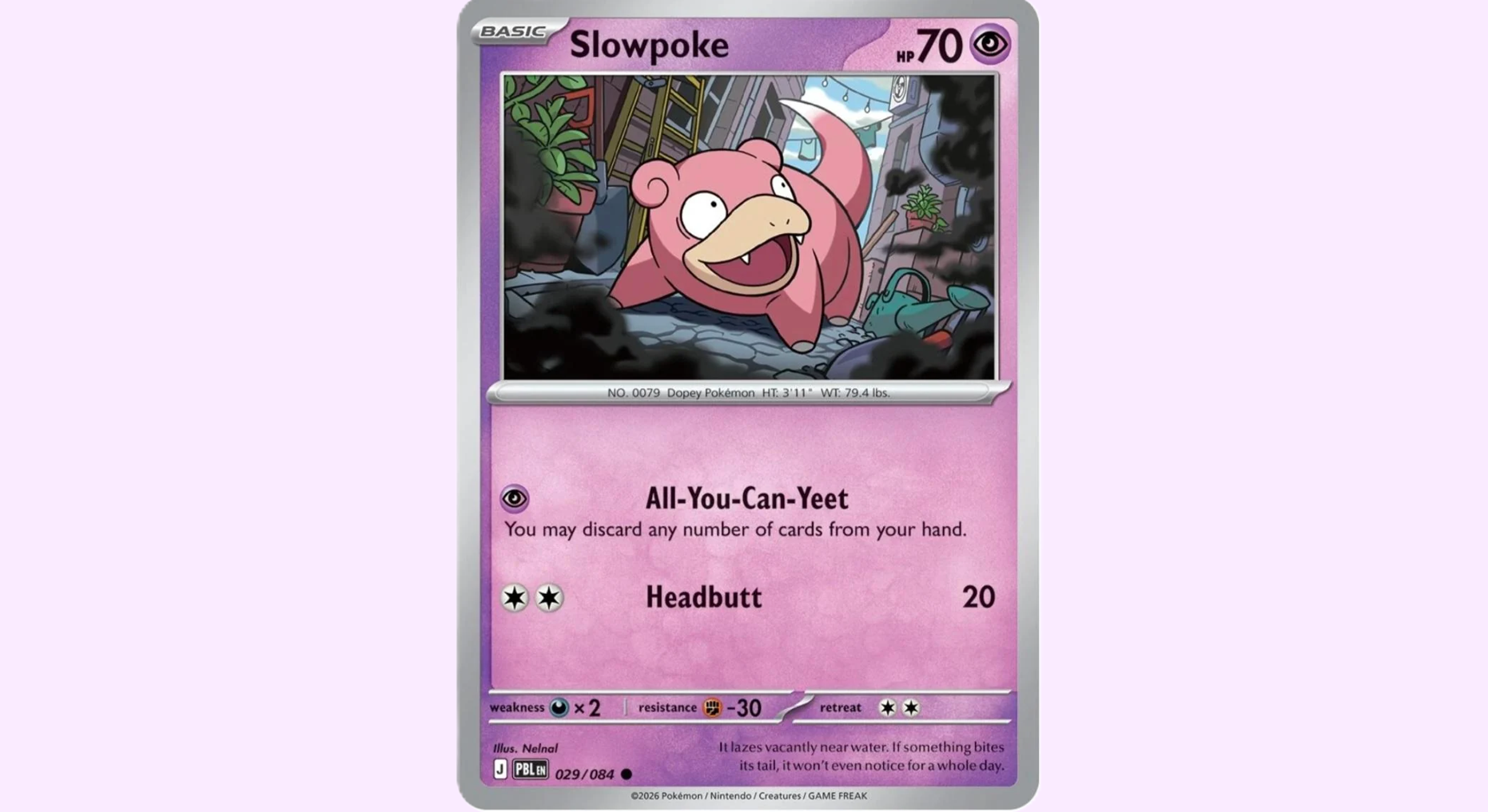 English Slowpoke card showing its localized attack text