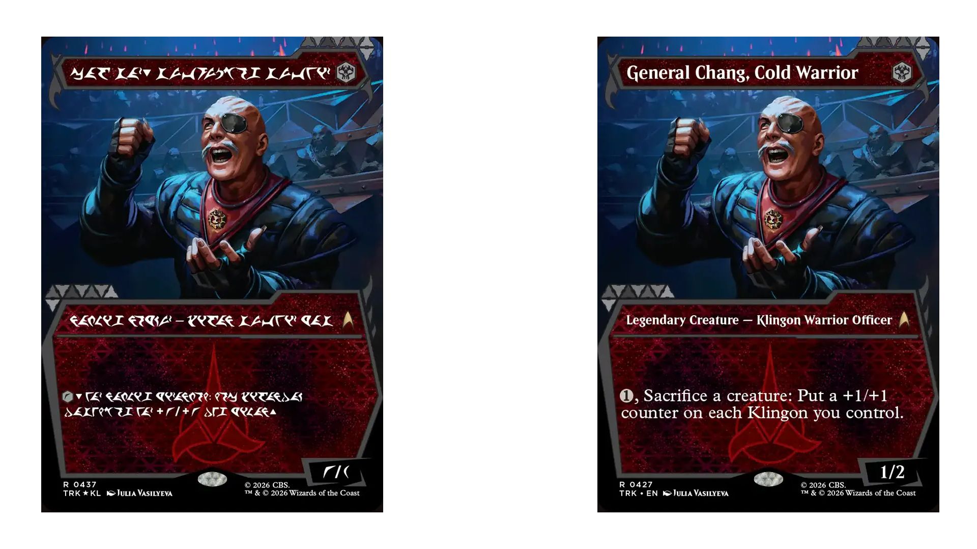 General Chang card preview showing MTG Star Trek Klingon Script treatment