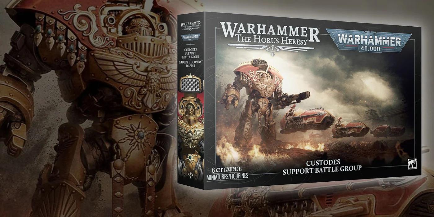 Adeptus Custodes Support Battle Group box art shown in Bell of Lost Souls coverage